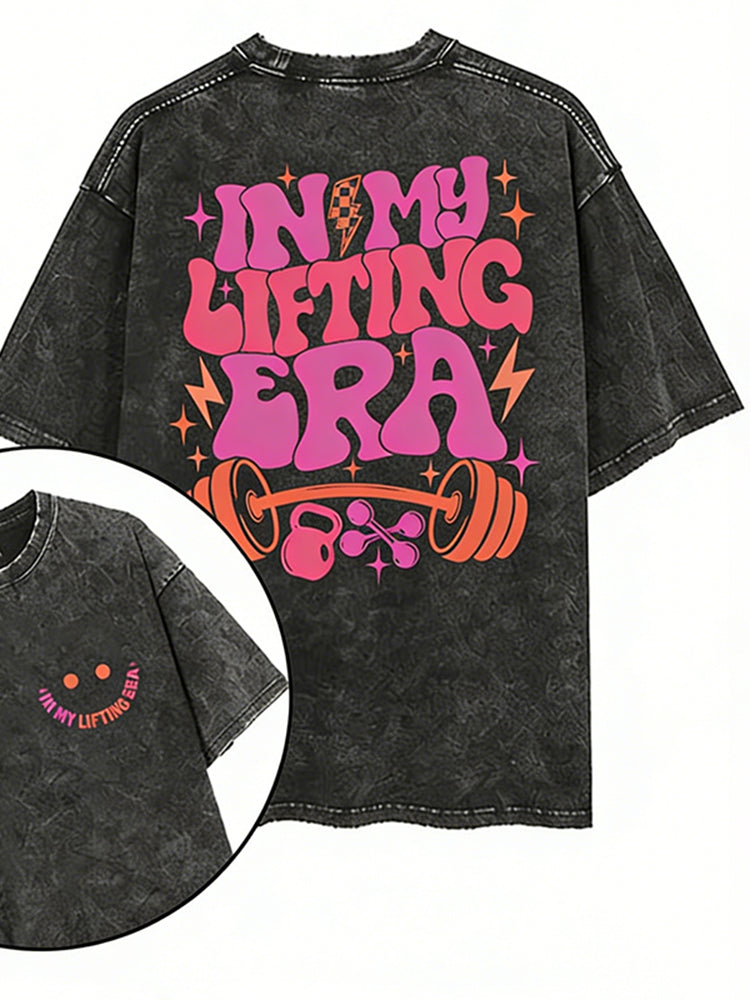 In My Lifting Era Printed Gym Shirt