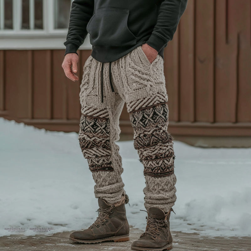 Men's Viking Tribal Geometry Pattern Art Knit Pants