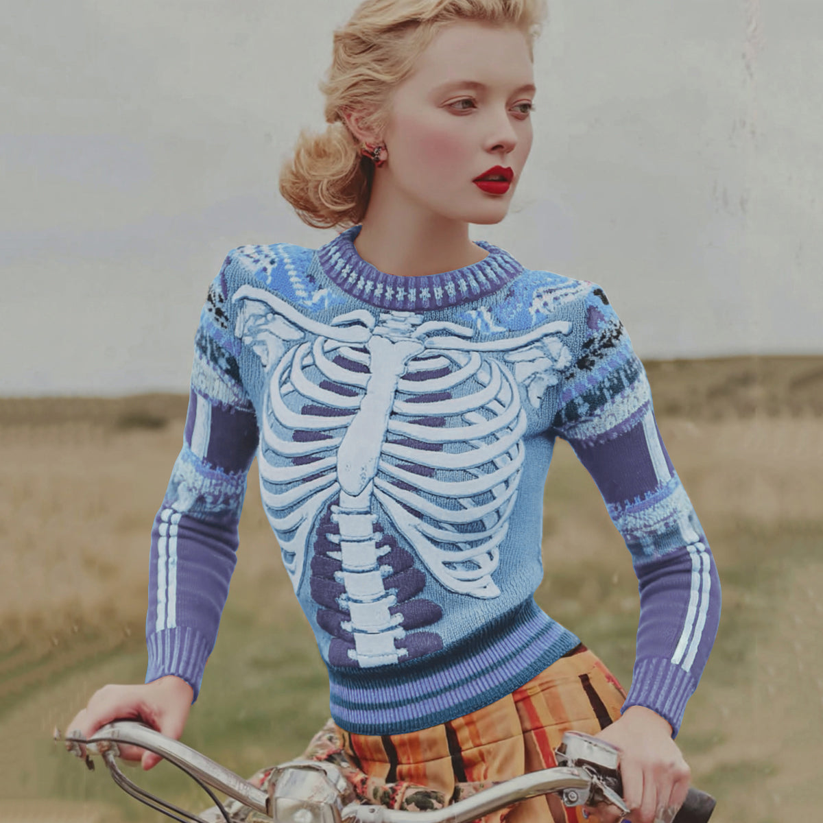 Vintage Halloween Anatomy Fresh Look Art Chunky Knitted Sweater