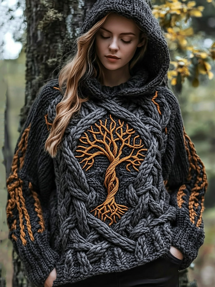 Women's Viking Tribal Tree Of Life Celtic Hooded Sweater