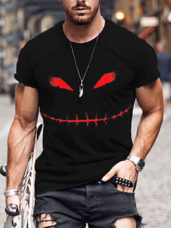 Men's Crooked Smile Graphic Halloween Round Neck T Shirt