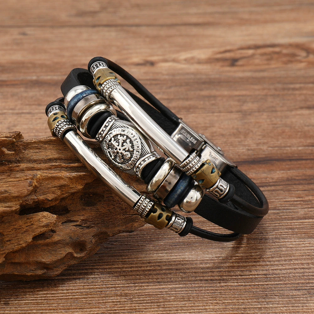 Vintage Viking Style Leather Bracelet