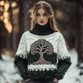 Women's Viking Tribal Tree Of Life Celtic High Neck Sweater
