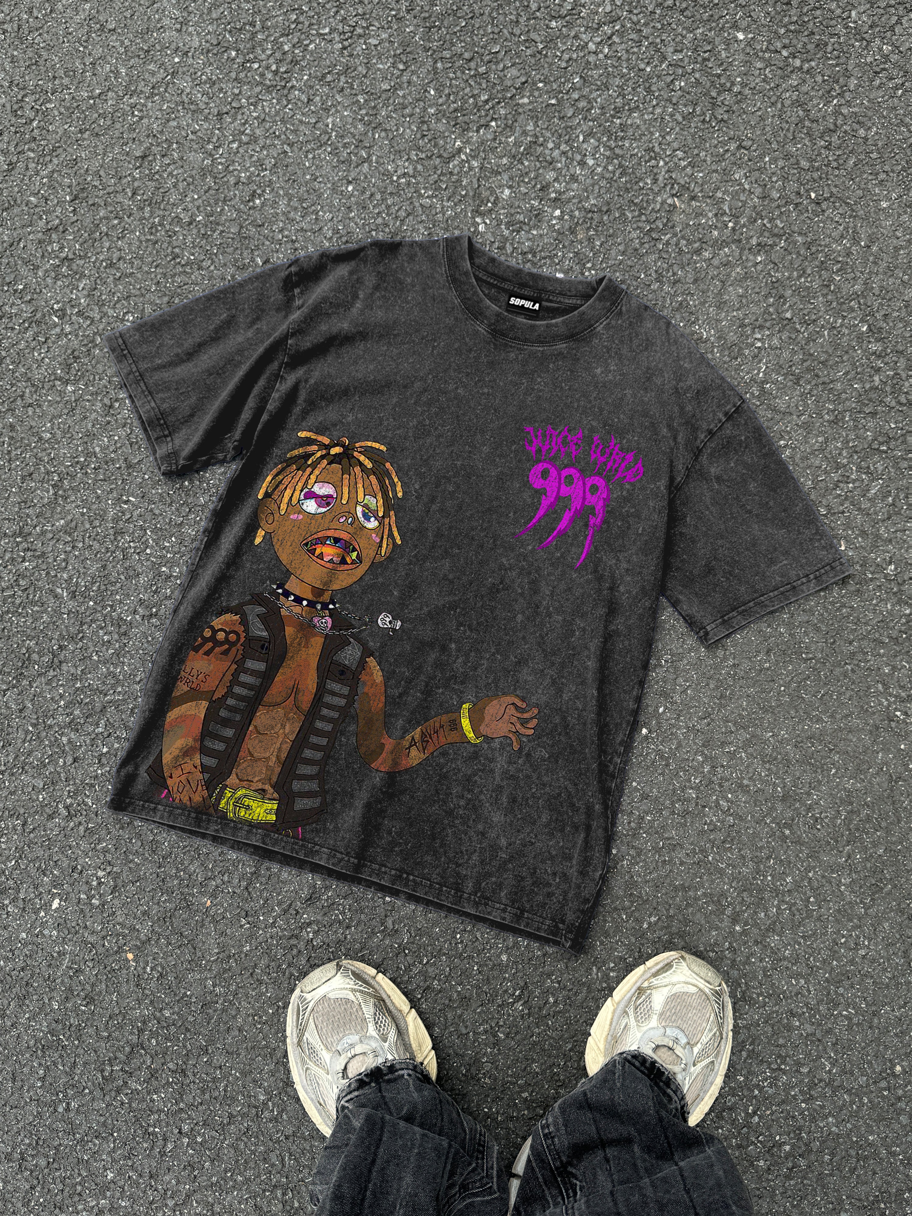 Vintage Juice Wrld Graphic Acid Washed T-shirt