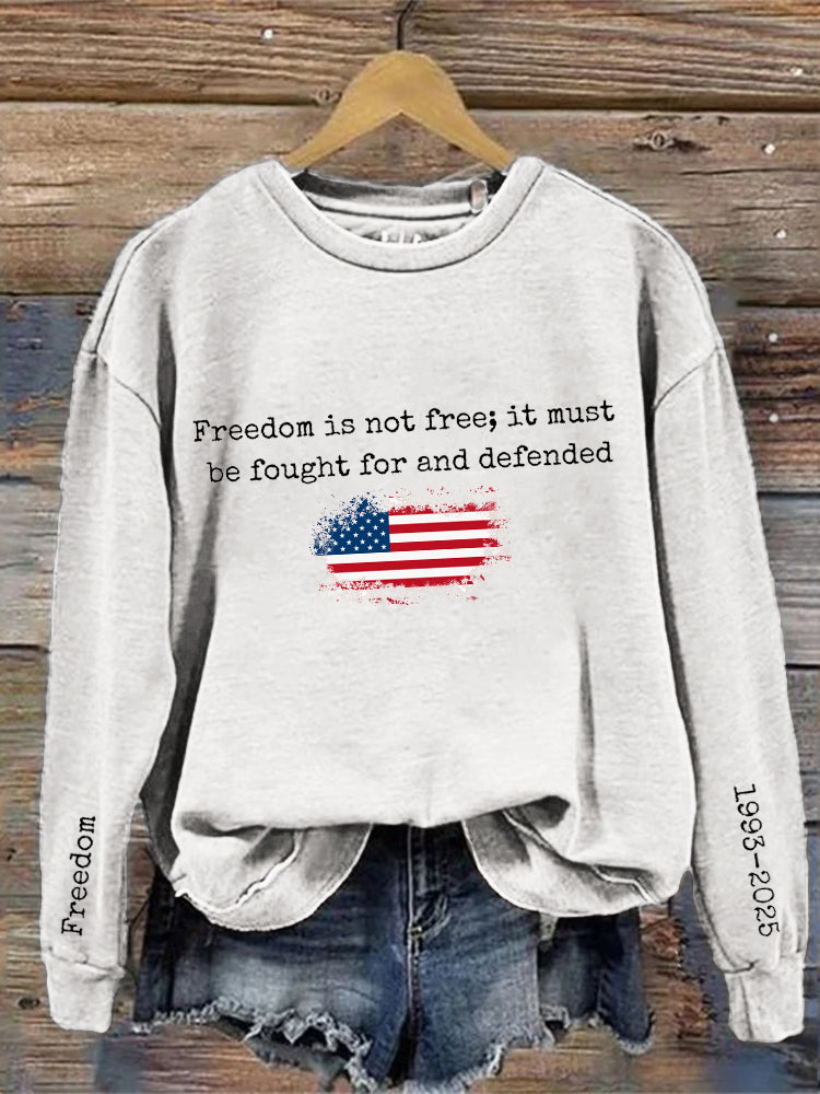 Freedom True Patriot Cross American Flag Memorial Sweatshirt