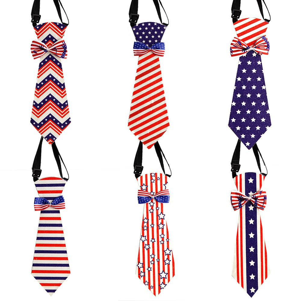 Independence Day Tie Red White Blue Star Stripes Bow Tie