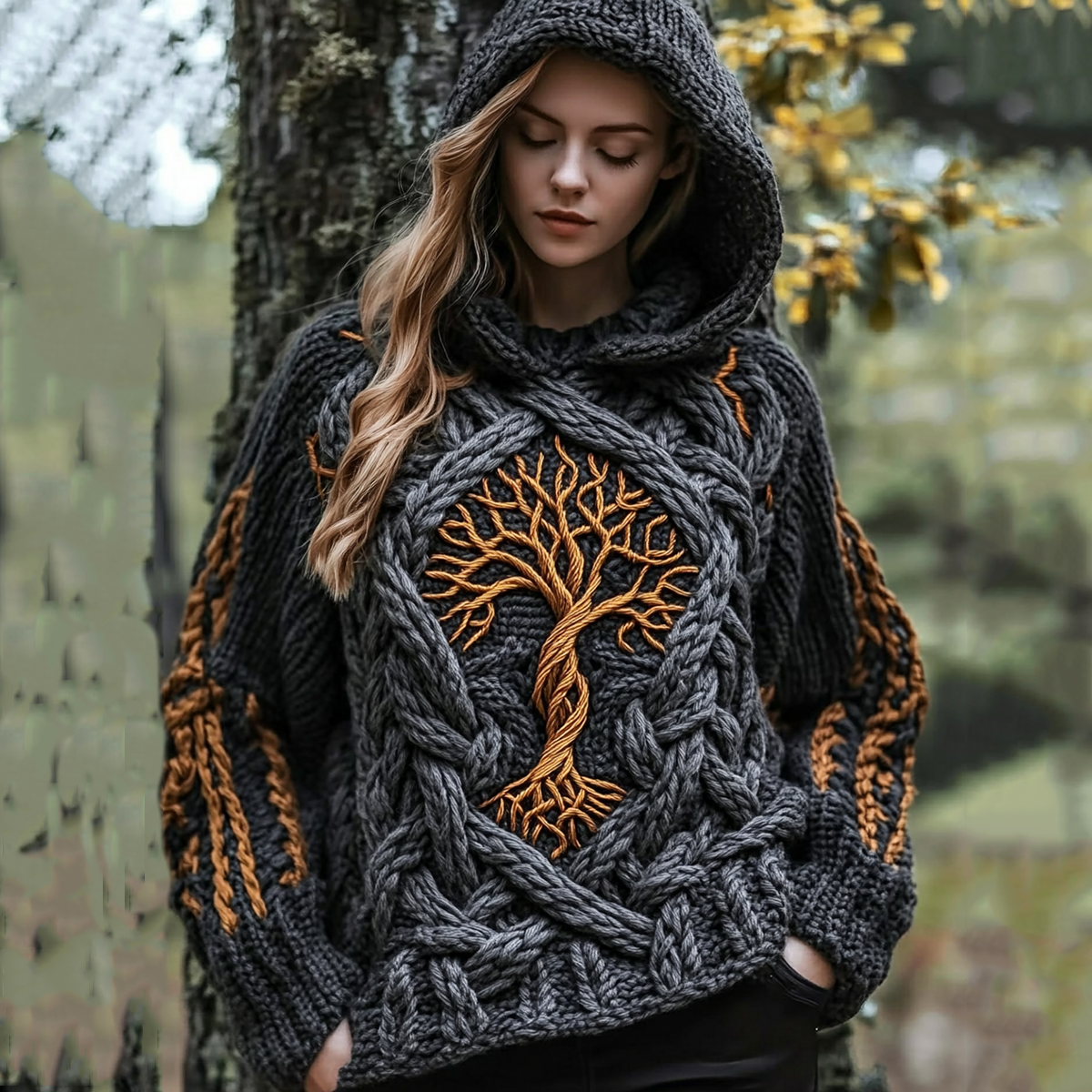 Women's Viking Tribal Tree Of Life Celtic Hooded Sweater