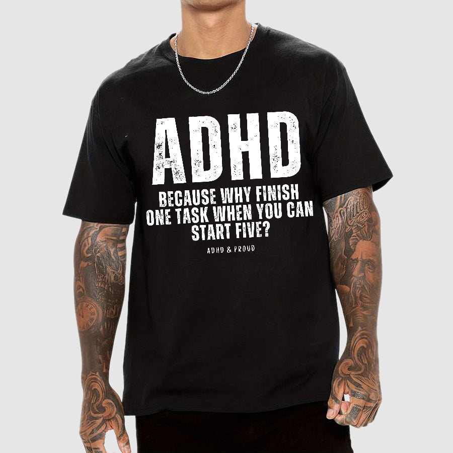 Adhd Slogan Printed T-shirt
