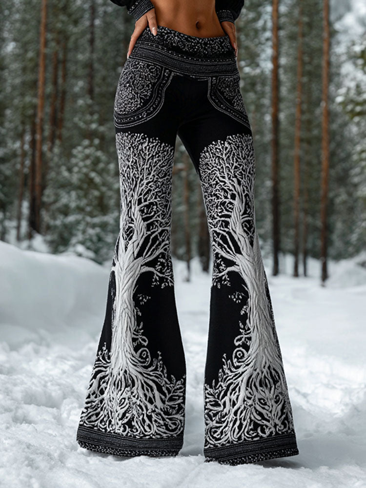 Women's Retro Viking Celtic Tree Of Life Art Comfortable Flared Pants