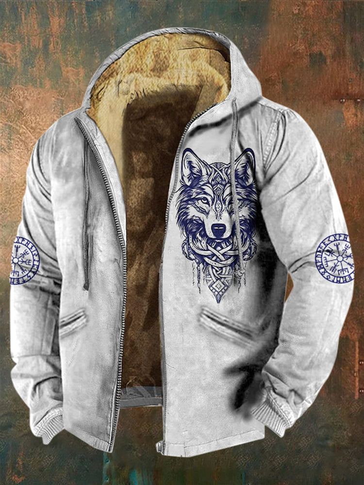 Men's Viking Wolf Style Celtic Pattern Zipper Jacket