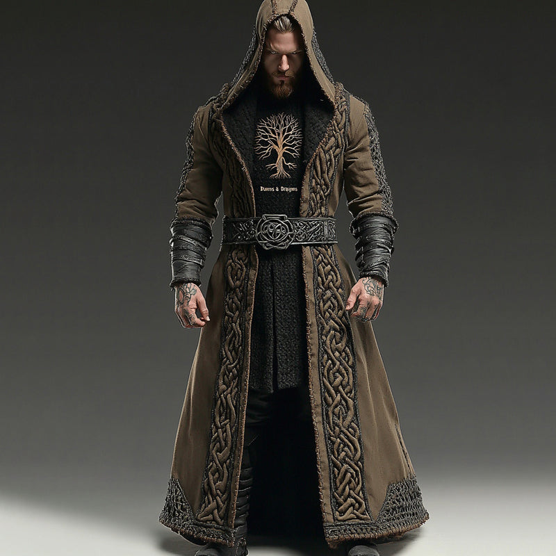 Men's Viking Themed Celtic Knot Tree Of Life Embroidered Cape