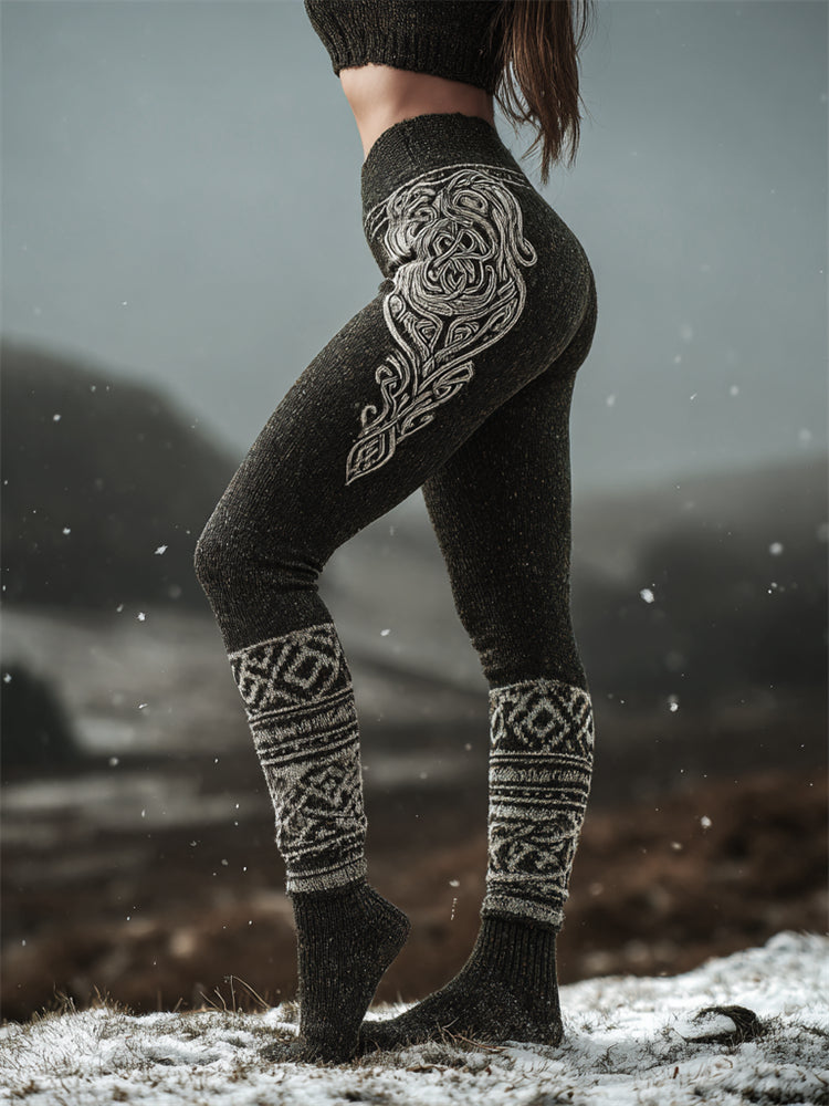 Vintage Viking Silver Celtic Knot Cozy Knit Leggings