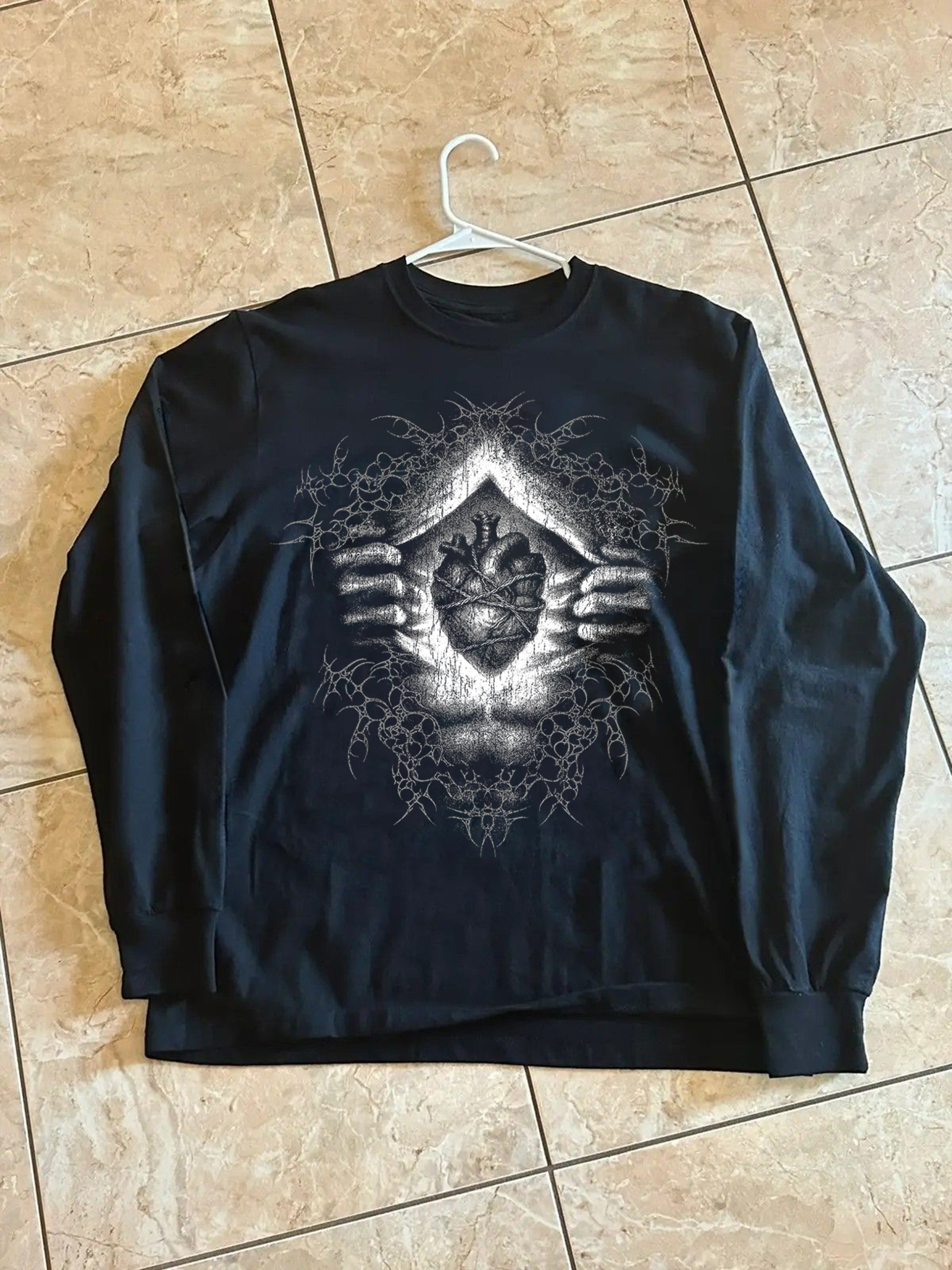 Y2k Dark Thorn Retro Graphic Long Sleeved T-shirt