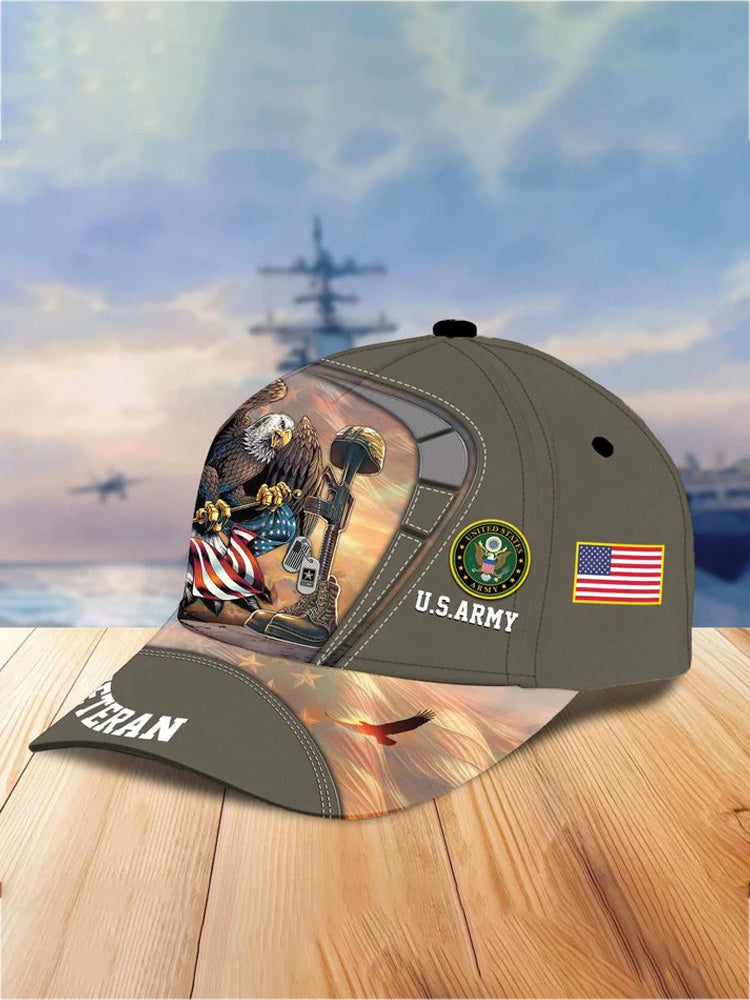 Unisex Casual Independence Day Us Army Print Cap