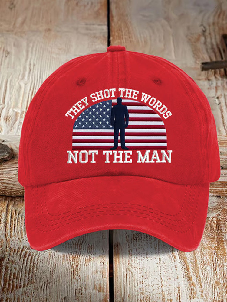 Unisex Vintage They Shot The Words Not The Man Print Hat