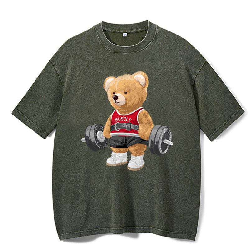 Exercise Bear Washed Gym Shirt