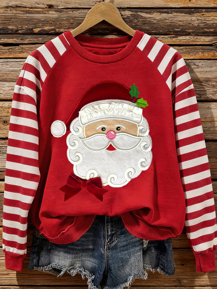 Women's Christmas Santa Embroidered Sweatshirt