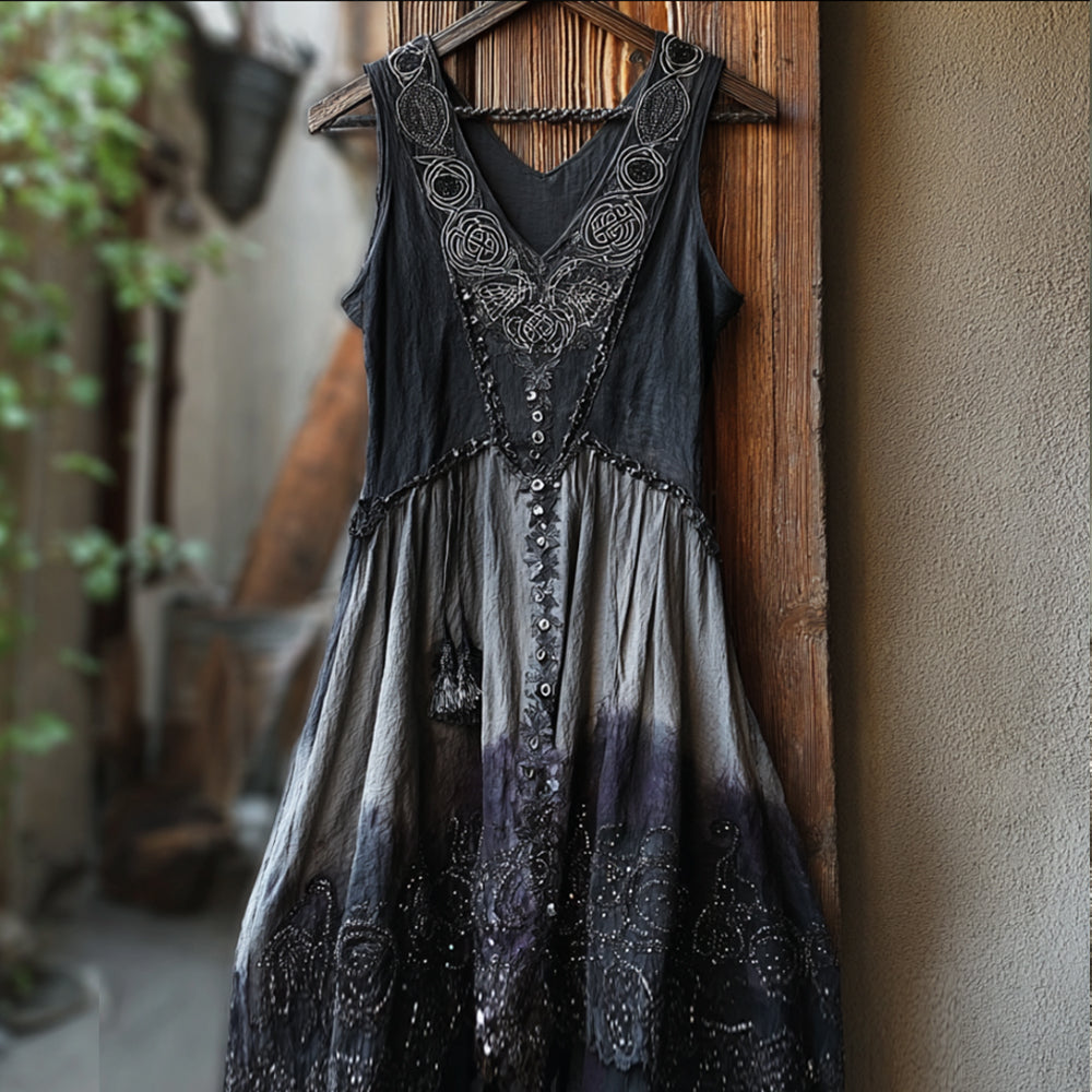 Women's Halloween Plant Flower Tie Dye Sleeveless Dress