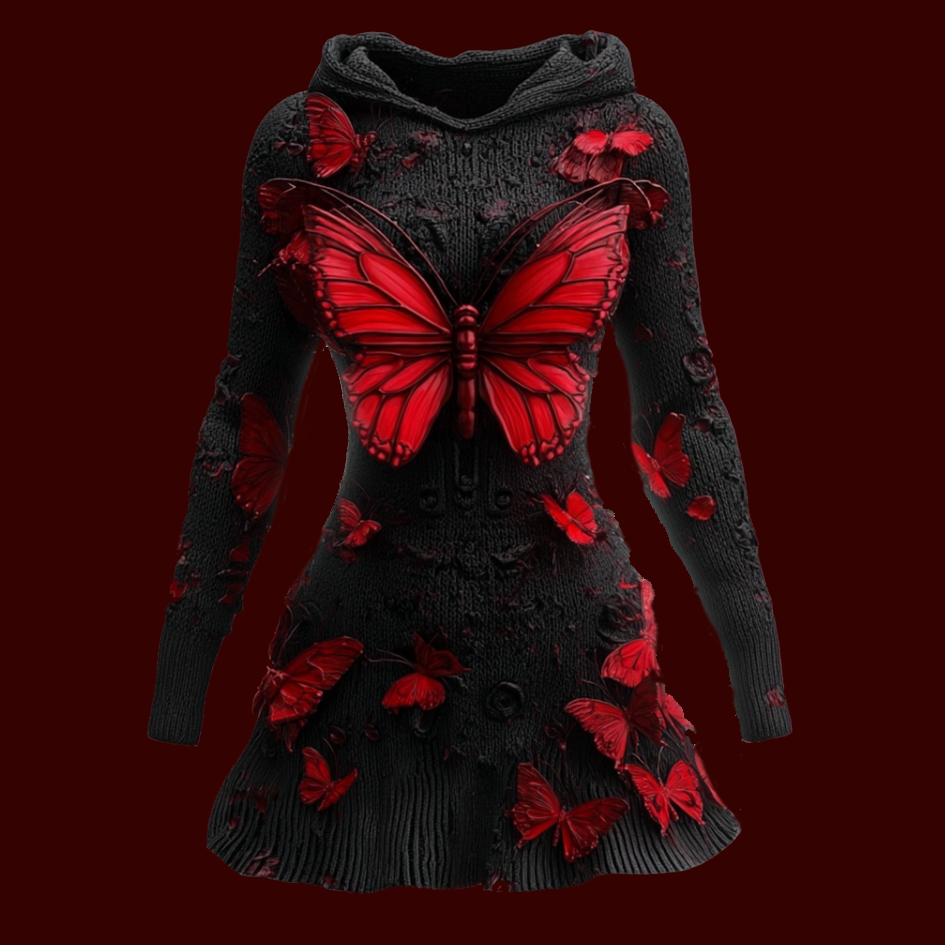 Halloween Blood Butterfly Women's Knit Sweater Dress