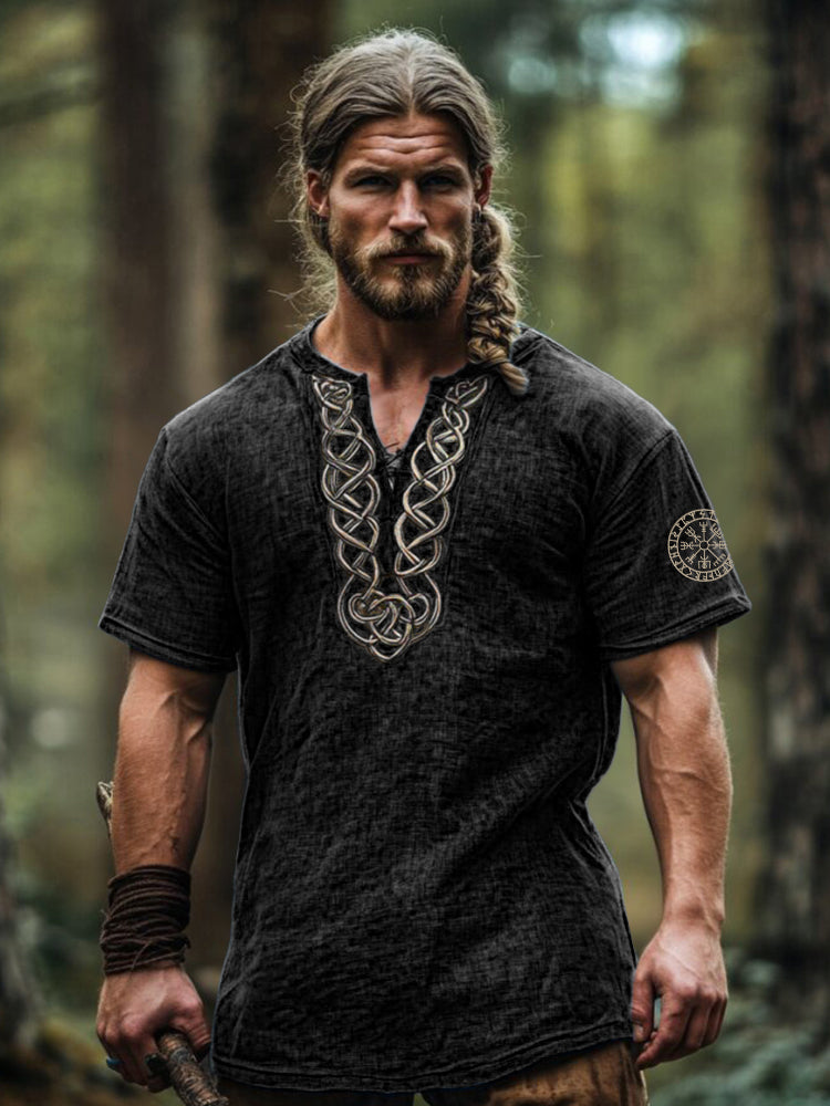 Men's Vintage Viking Celtic Knot Art Linen Shirt