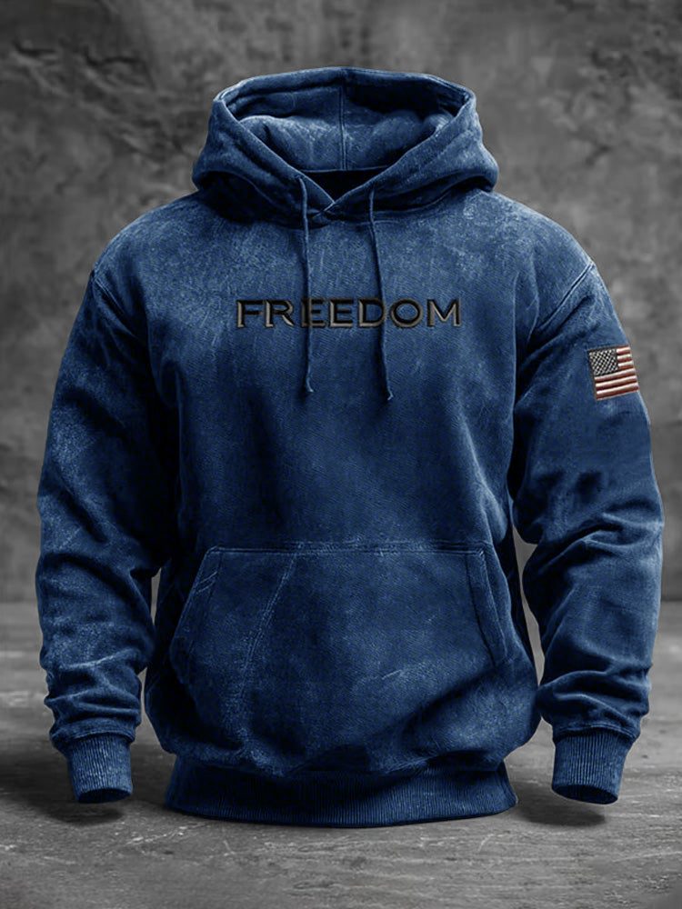 Men's Casual Freedom Print Long-sleeved Hooded Sweatshirt