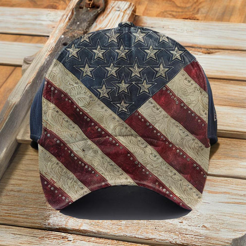 Retro American Flag Printed Baseball Cap