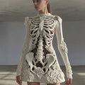 Women's Vintage Halloween Skull Art Knitted Warm Sweater Dress