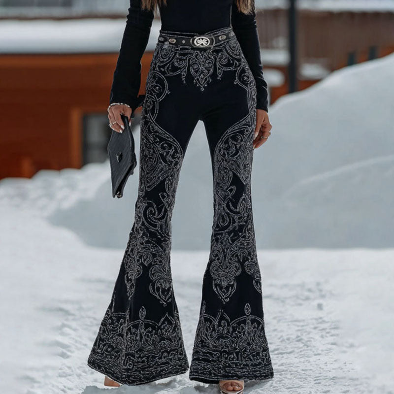 Women's Retro Viking Celtic Pattern Art Comfortable Flared Pants