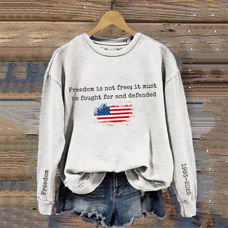 Freedom True Patriot Cross American Flag Memorial Sweatshirt