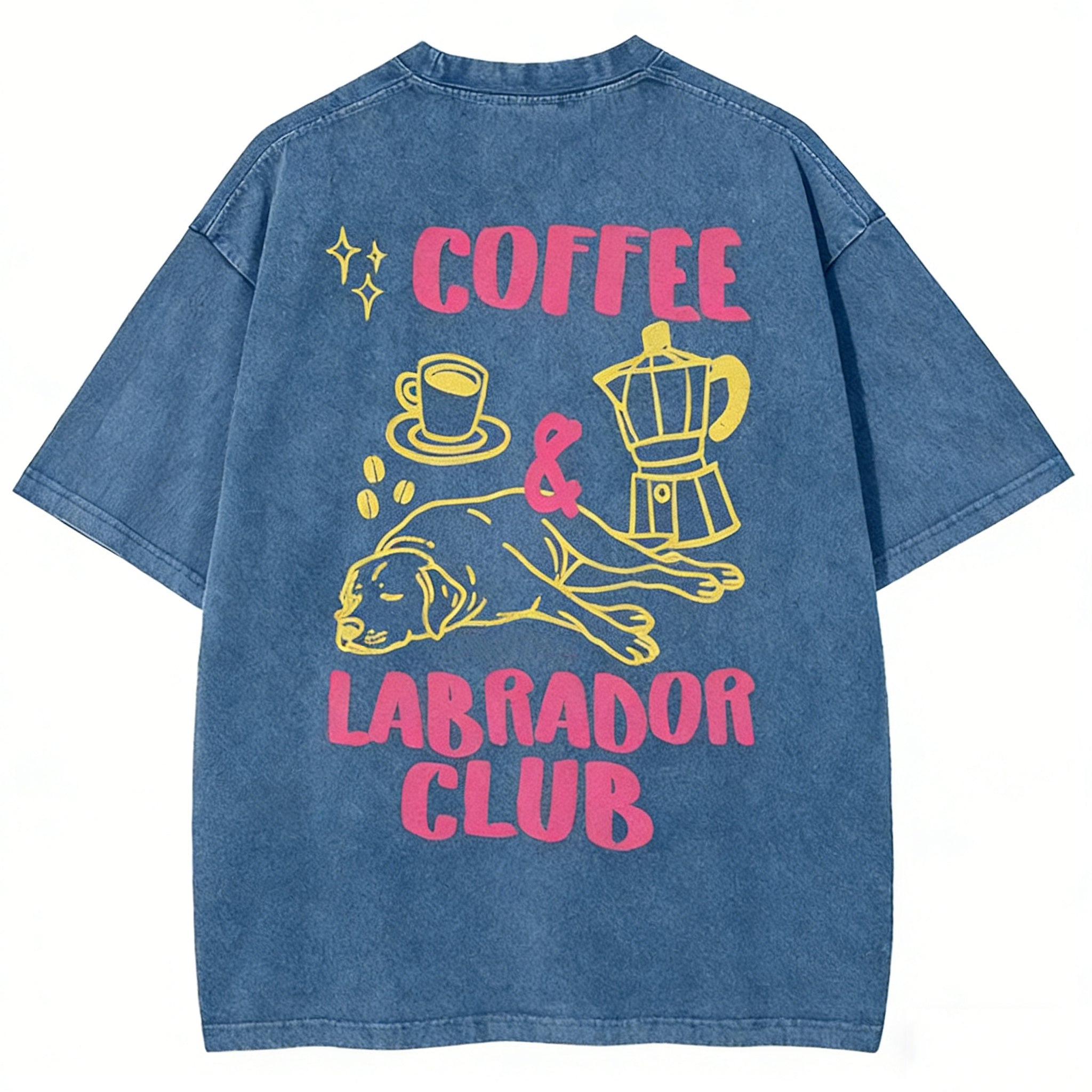 Coffee Labrador Club Unisex Fit Washed T-shirt