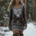 Vintage Viking Tribal Style Women's Fitted Dress