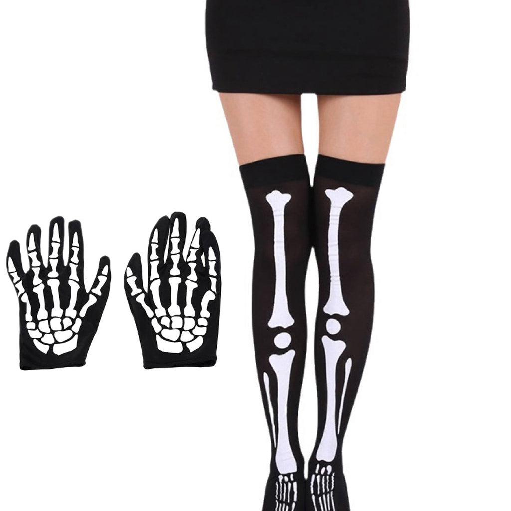 Halloween Skeleton Gloves Stockings Party Accessories
