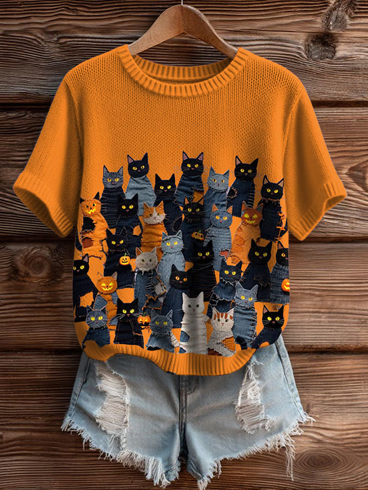 Women's Halloween Funny Cat Top