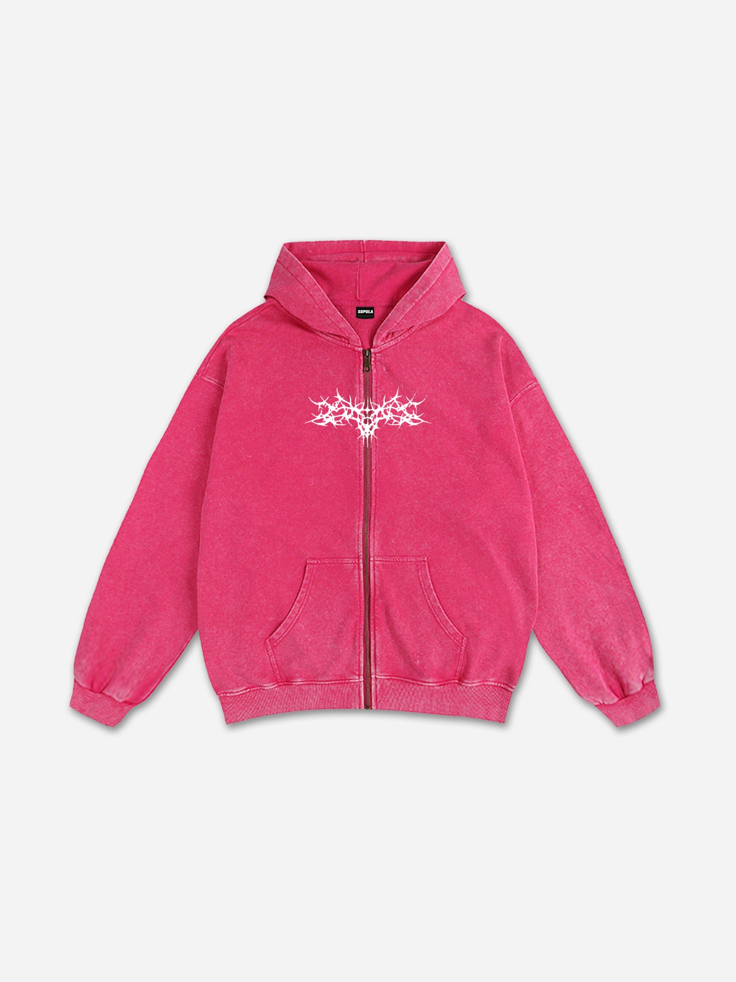 Y2k Angel Wings Gothic Dark Vintage Graphic Washed Oversized Zip Up Hoodie