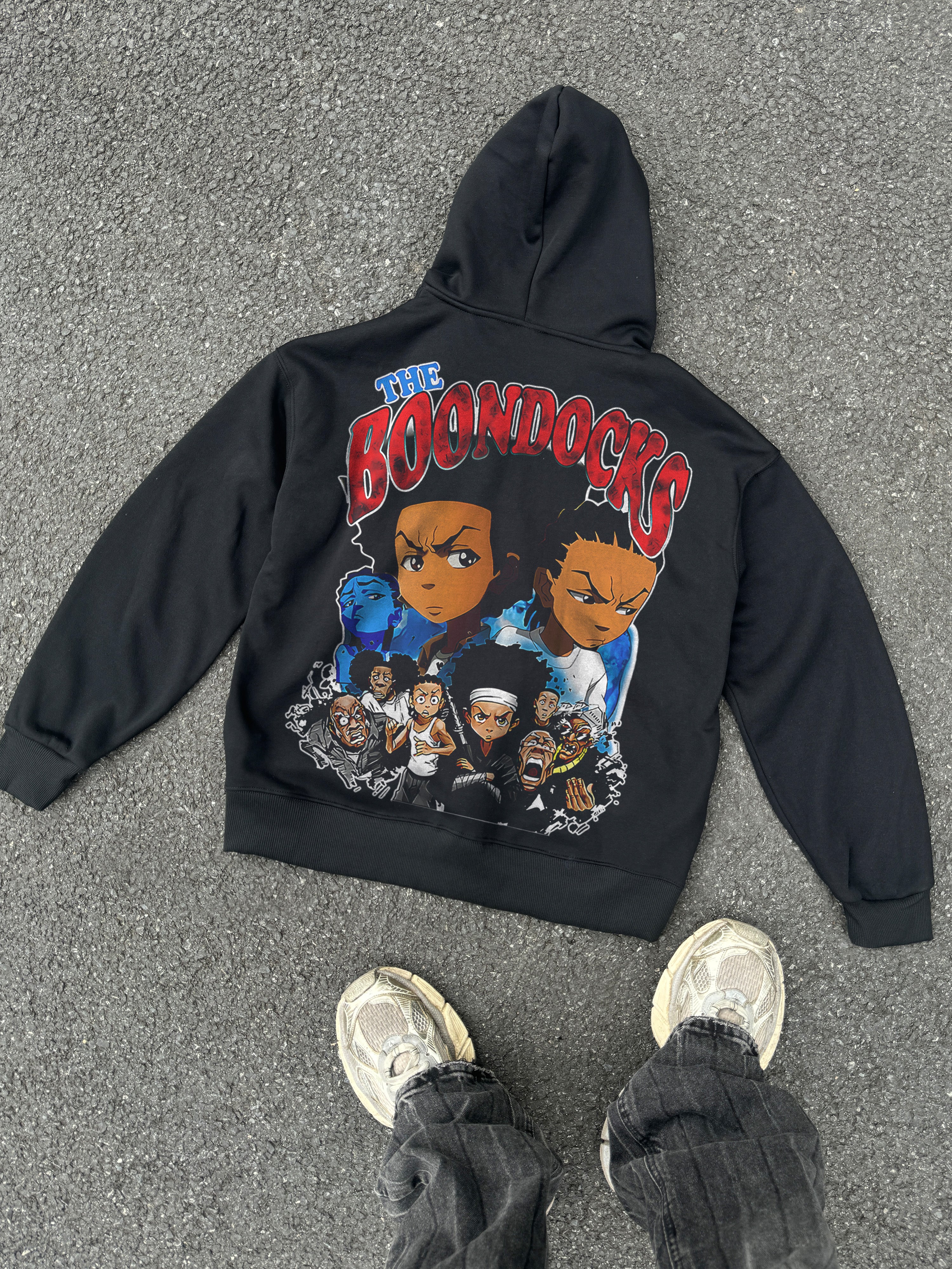 The Boondocks Themed Print Graphic Oversized Zip Up Hoodie