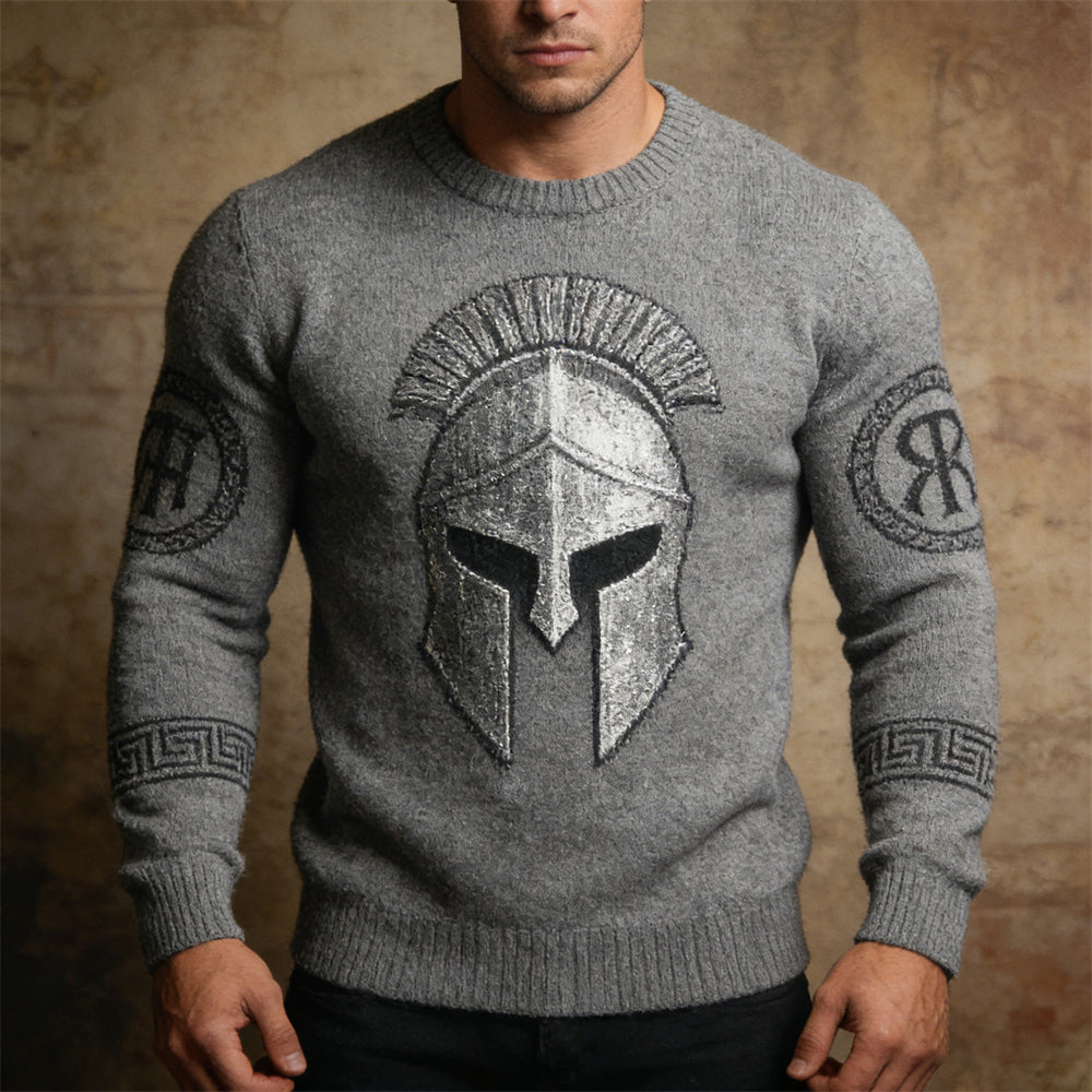 Ancient Roman Warrior Helmet Pattern Men's Knit Sweater