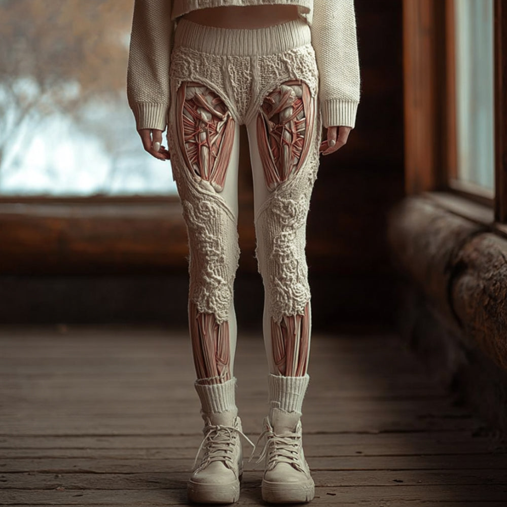 Women Halloween Human Anatomy Art Weaving Pants