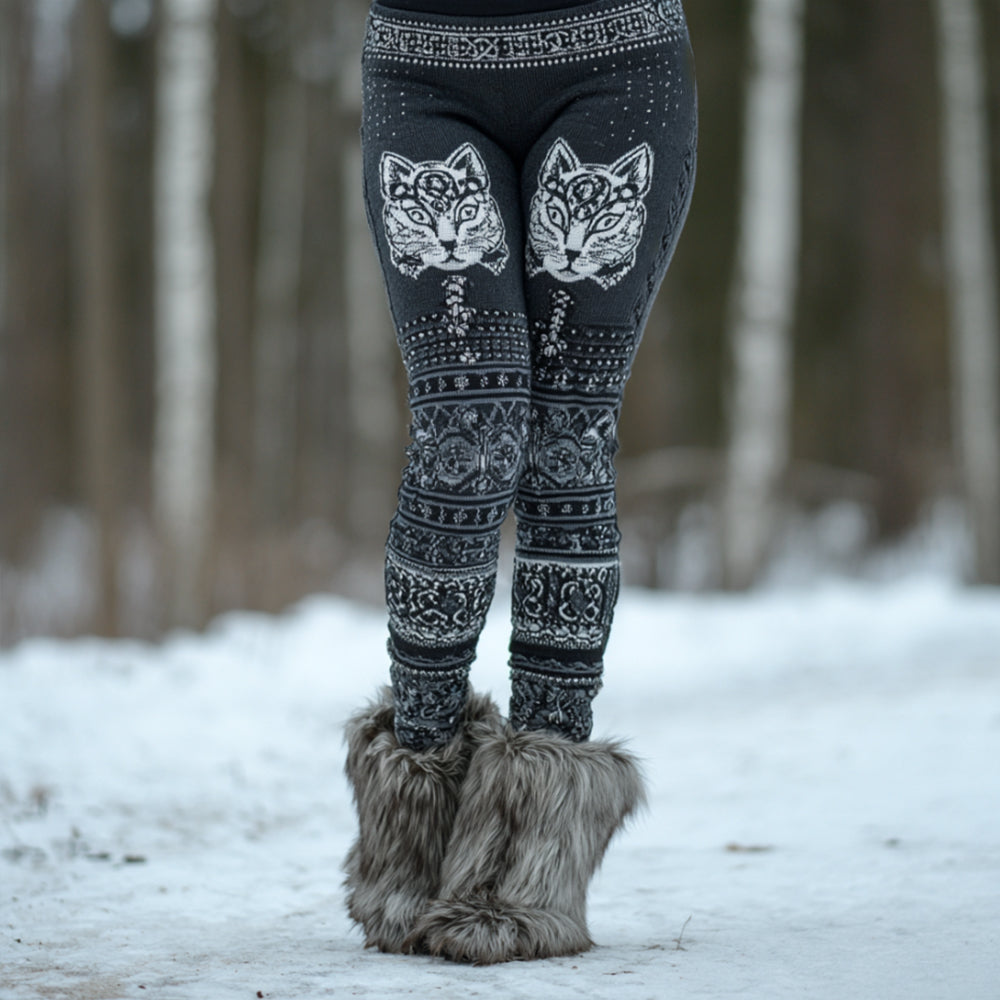Viking Cat Celtic Knot Comfy Leggings