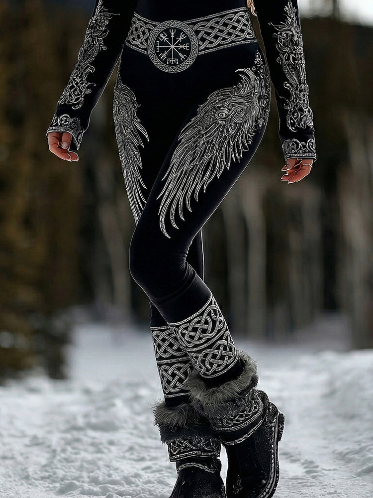Women's Vintage Viking Celtic Wings Art Comfy Leggings