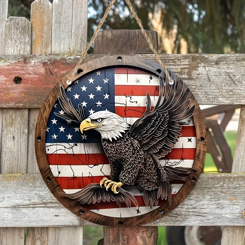 Independence Day Decoration Wooden Sign Hanging Eagle Welcome Door