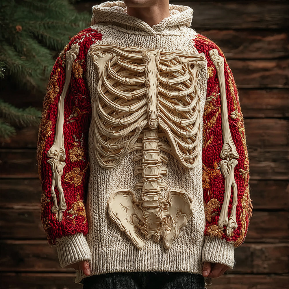 Anatomy Skeleton Art Men's Hooded Knit Sweater