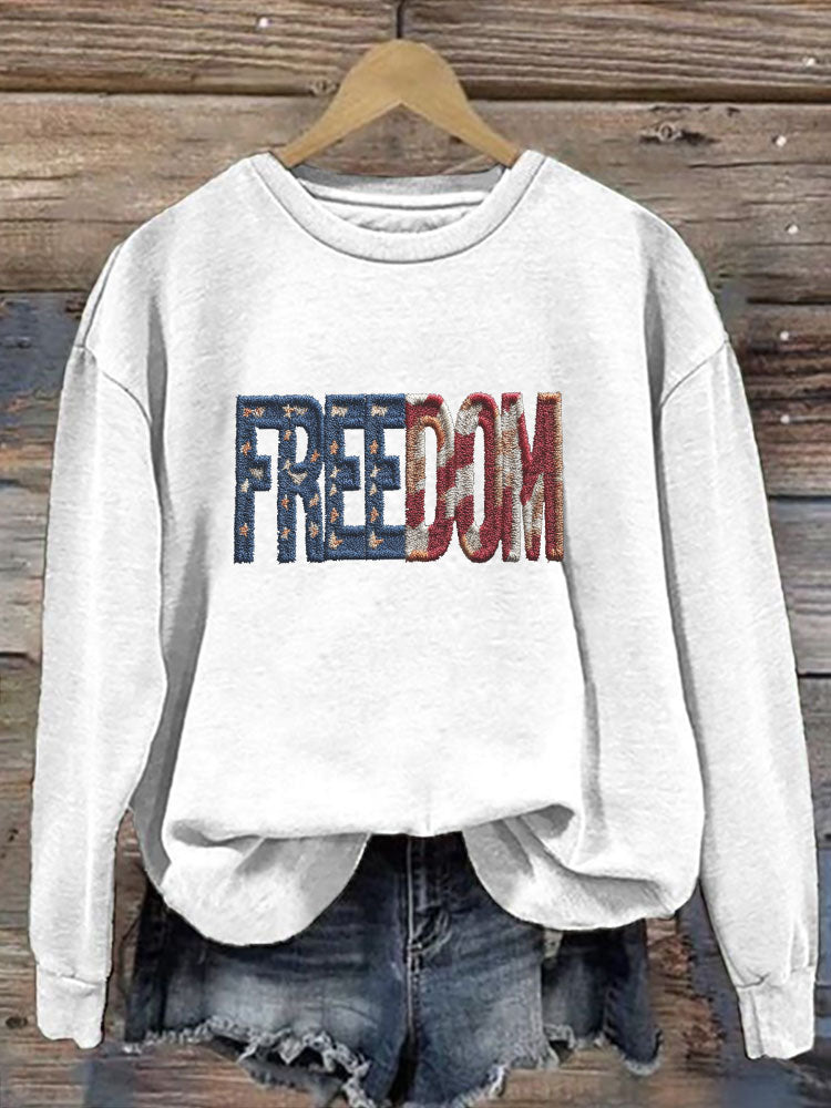 Women's Casual Freedom Print Long Sleeve Sweatshirt