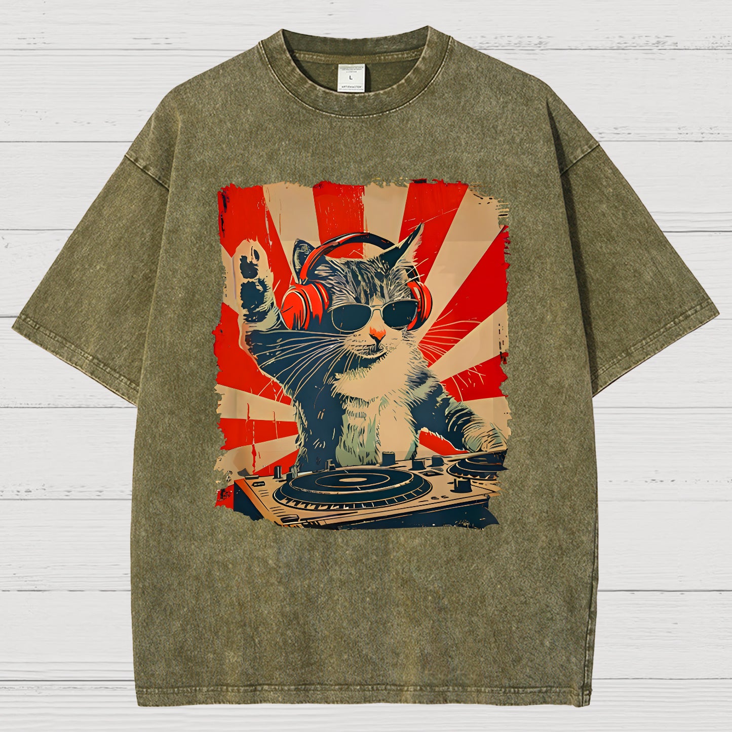 Rock Music Cat Vintage Distressed T-shirt