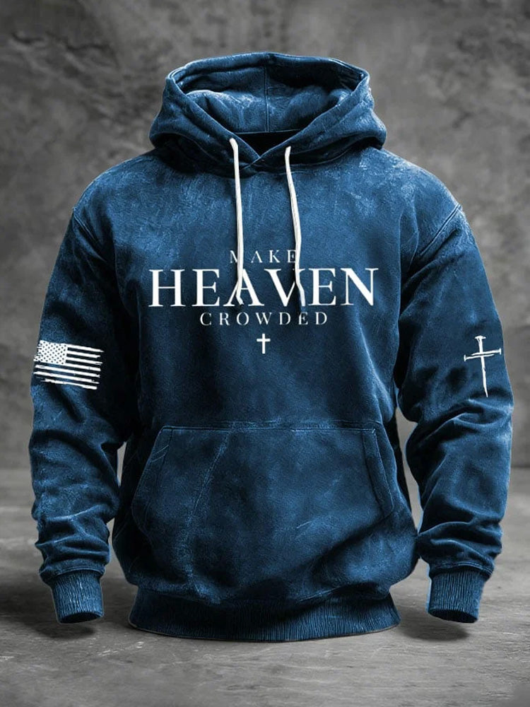Men's Casual Faith Cross Printed Long Sleeve Hooded Sweatshirt