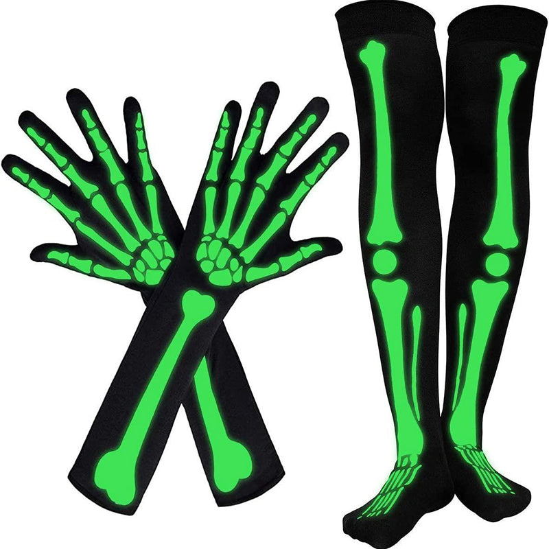 Halloween Skeleton Gloves Stockings Party Accessories