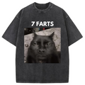 7 Farts Silly Meme Cat Washed T-shirt