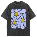 Abstract Flowers Art Washed T-shirt