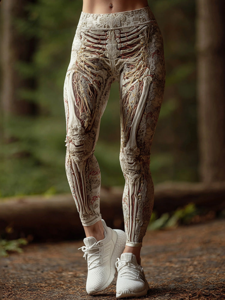 Wmoen's Vintage Halloween Skeleton Art Sweatpants