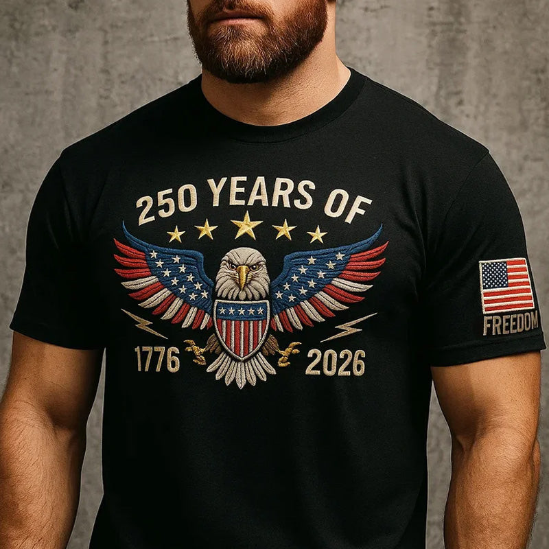 Men's Us 250th Anniversary Printed Casual Short Sleeve T-shirt