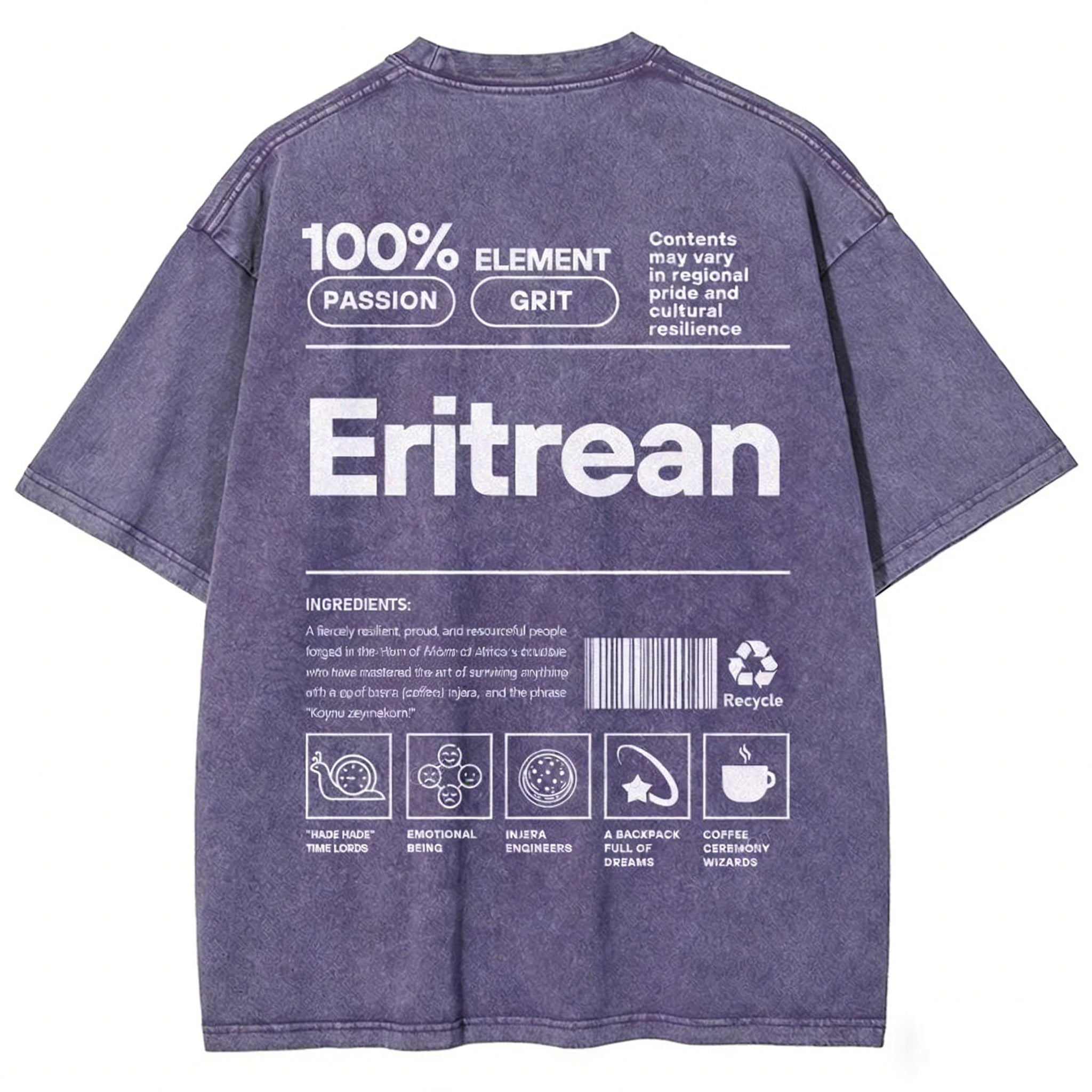 Eritrean Unisex Fit Washed T-shirt